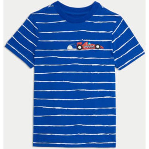 Boys Pure Cotton Striped Car T-Shirt (2-8 Yrs) - - M&S Collection - Modalova