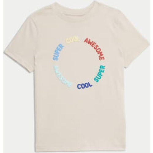 Boys Pure Cotton Slogan T-Shirt (2-8 Yrs) - - M&S Collection - Modalova