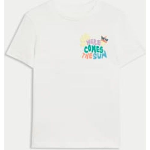 Boys Pure Cotton Here Comes The Sun Slogan T-Shirt (2-8 Yrs) - - M&S Collection - Modalova