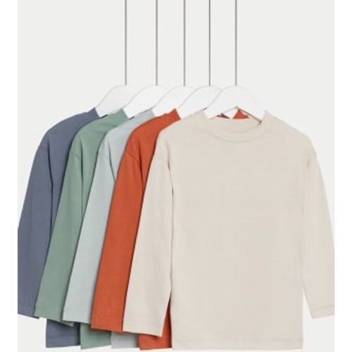 Boys 5pk Pure Cotton Plain Tops (2-8 Yrs) - - M&S Collection - Modalova