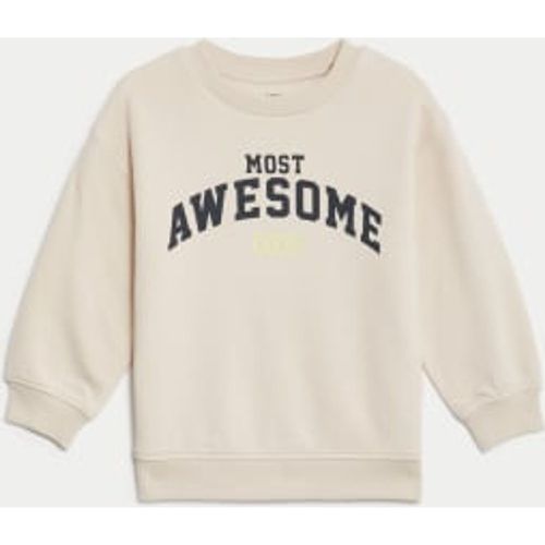 Boys Cotton Rich Awesome Slogan Sweatshirt (2-8 Yrs) - - M&S Collection - Modalova