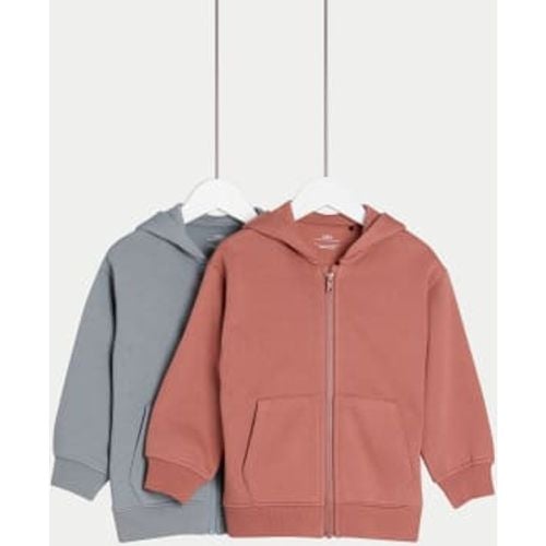 Boys 2pk Cotton Rich Zip Hoodies (2-8 Yrs) - - M&S Collection - Modalova