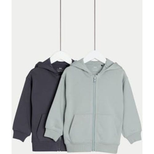 Boys 2pk Cotton Rich Zip Hoodies (2-8 Yrs) - - M&S Collection - Modalova