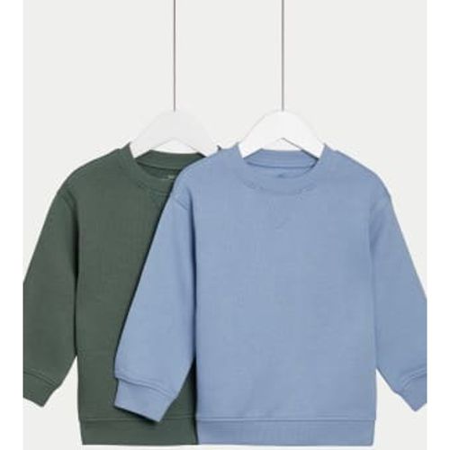 Boys 2pk Cotton Rich Plain Sweatshirts (2-8 Yrs) - - M&S Collection - Modalova