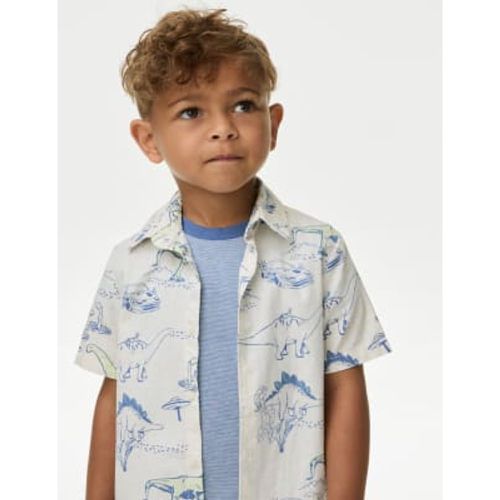 Boys Pure Cotton Dinosaur Shirt & T-Shirt Set (2-8 Yrs) - - M&S Collection - Modalova