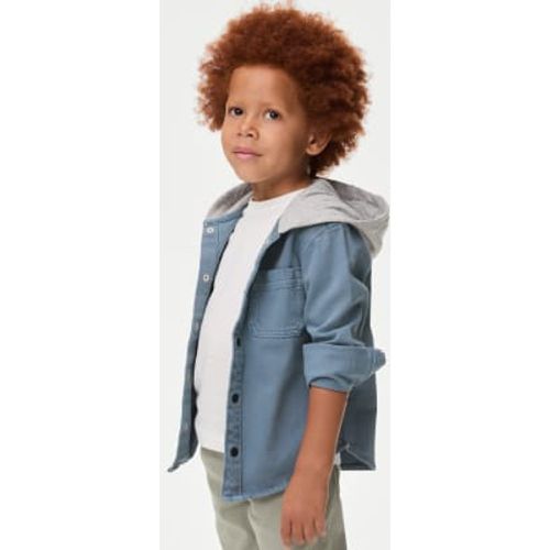 Boys Cotton Rich Hooded Shirt & T-Shirt Set (2-8 Yrs) - - M&S Collection - Modalova