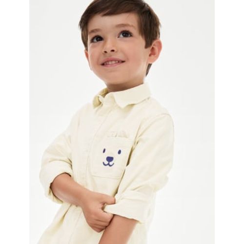 Boys Pure Cotton Bear Pocket Oxford Shirt (2-8 Yrs) - - M&S Collection - Modalova