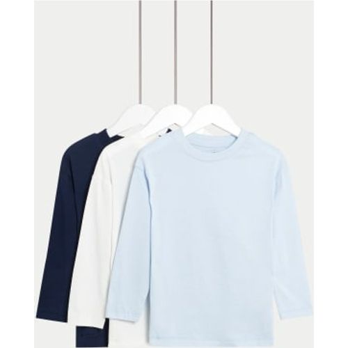 Boys 3pk Pure Cotton Plain Tops (2-8 Yrs) - - M&S Collection - Modalova