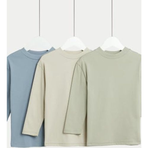 Boys 3pk Pure Cotton Plain Tops (2-8 Yrs) - - M&S Collection - Modalova