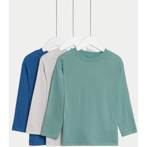 Boys 3pk Pure Cotton Plain Tops (2-8 Yrs) - - M&S Collection - Modalova