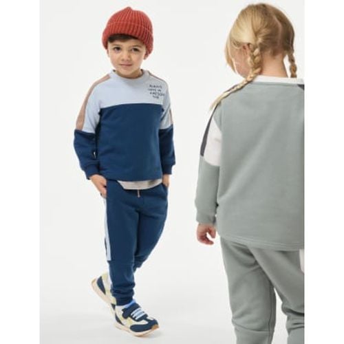 Boys Cotton Rich Colour Block Sweatshirt & Joggers (2-8 Yrs) - - M&S Collection - Modalova