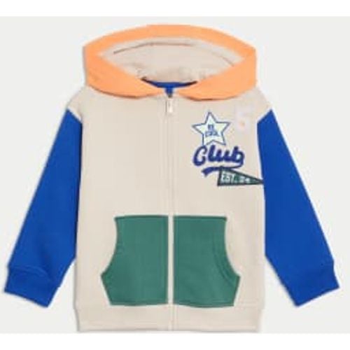 Boys Cotton Rich Slogan Zip Hoodie (2-8 Yrs) - - M&S Collection - Modalova