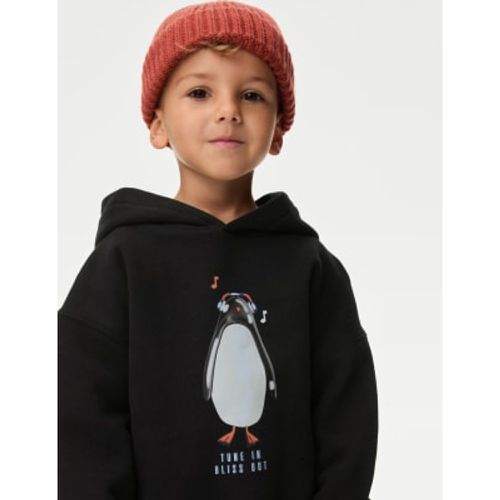 Boys Cotton Rich Penguin Hoodie (2-8 Yrs) - - M&S Collection - Modalova