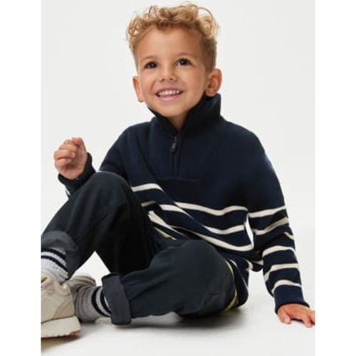 Boys Pure Cotton Striped Half Zip Jumper (2-8 Yrs) - - M&S Collection - Modalova