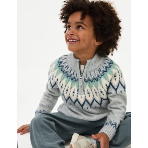 Boys Fair Isle Knitted Half Zip Jumper (2-8 Yrs) - - M&S Collection - Modalova