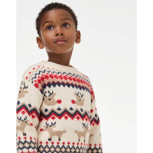 Boys Festive Reindeer Fair Isle Knitted Jumper (2-8 Yrs) - - M&S Collection - Modalova