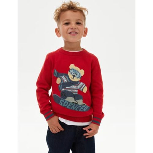 Boys Pure Cotton Knitted Jumper (2-8 Yrs) - - Spencer Bear™ - Modalova