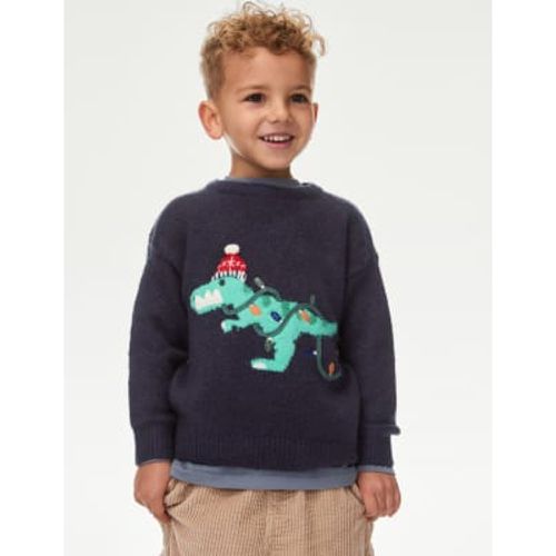 Boys Christmas Dinosaur Knitted Jumper (2-8 Yrs) - - M&S Collection - Modalova