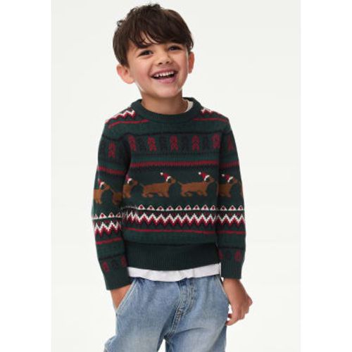 Boys Cotton Rich Sausage Dog Christmas Jumper (2-8 Yrs) - - M&S Collection - Modalova