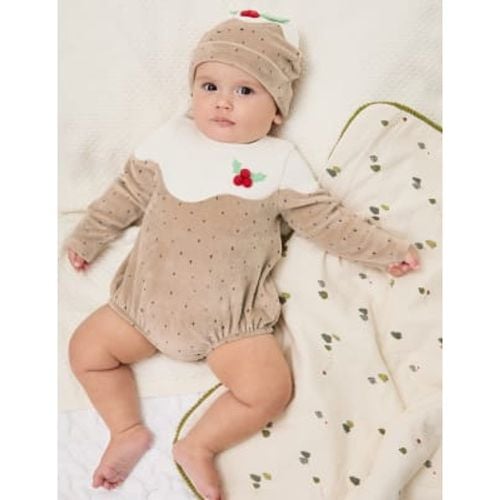 Unisex,Boys,Girls 2pc Velour Christmas Pudding Outfit (7lbs-12 Mths) - - M&S Collection - Modalova