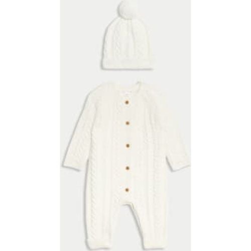 Unisex,Boys,Girls 2pc Knitted All In One and Hat Set (0-12 Mths) - - M&S Collection - Modalova