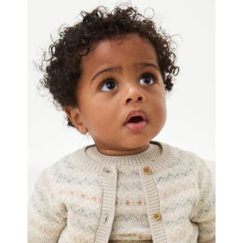 Unisex,Boys,Girls Pure Cotton Fair Isle Cardigan (0-12 Mths) - - M&S Collection - Modalova