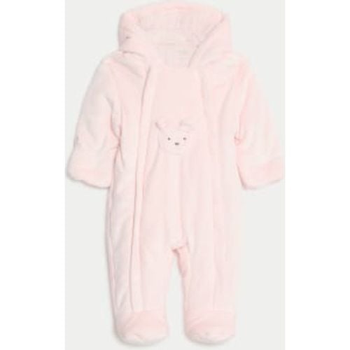 Unisex,Boys,Girls Velour Bear Pocket Hooded Pramsuit (0-12 Mths) - - M&S Collection - Modalova