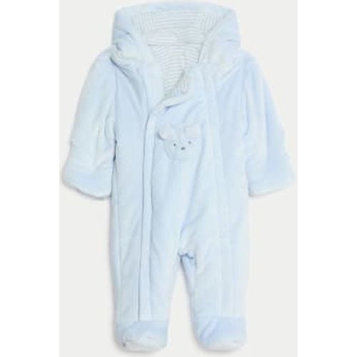 Unisex,Boys,Girls Velour Bear Pocket Hooded Pramsuit (0-12 Mths) - - M&S Collection - Modalova