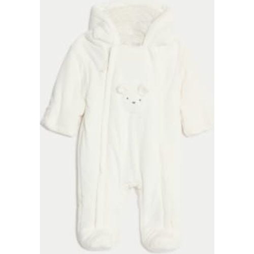 Unisex,Boys,Girls Velour Bear Pocket Hooded Pramsuit (0-12 Mths) - - M&S Collection - Modalova