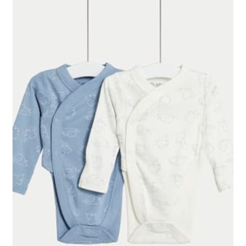 Unisex,Boys,Girls 2pk Hip Dysplasia Pure Cotton Bodysuits (7lbs-1 Yrs) - - M&S Collection - Modalova