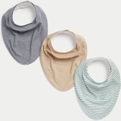 Unisex,Boys,Girls 3pk Adaptive Pure Cotton Striped Bibs - - M&S Collection - Modalova