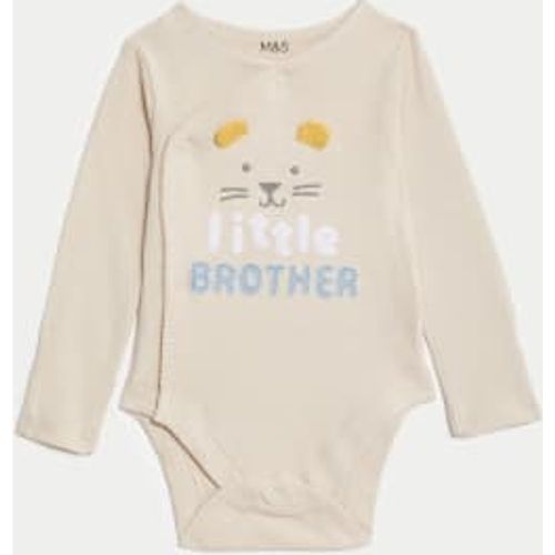 Unisex,Boys,Girls Pure Cotton Little Brother Slogan Bodysuit (7lbs-9 Mths) - - Marks and Spencer US - Modalova