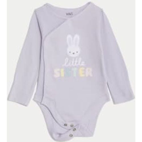 Unisex,Boys,Girls Pure Cotton Little Sister Slogan Bodysuit (7lbs-9 Mths) - - M&S Collection - Modalova