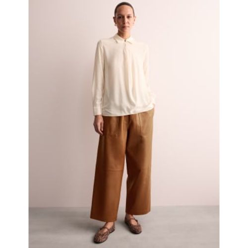 Leather Wide Leg Trousers - - Jaeger - Modalova