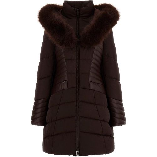 Piumino in tessuto tecnico con imbottitura in tessuto tecnico.Cappuccio con bordatura in pelliccia sintetica removibile.Inserti in similpelle, maniche - MAG11540380 - Modalova