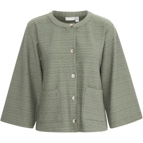 Giacca boxy con col rotondo, maniche ampie e due grandi tasche anteriori con pattina. Finitura testurizzata e morbida con una parte frontale con botto - MAG11390009 - Modalova