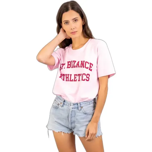 T-Shirt aus Jersey aus Bio-Baumwolle. Gerader Schnitt, Rundhalsausschnitt undkurze Ärmel. Schriftzug "St. Bizance Athletics" - MAG3402238 - Modalova