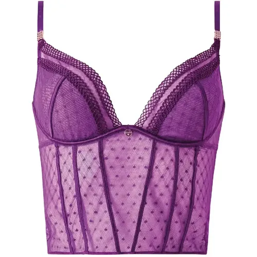 CorsettstützenTiefes DekolletéAllover-Tüll mit MusterSatinbiese und BänderFeine, geprägte Träger "MORGAN"Logomedaillon "MORGAN" zwischen den Cup - MAG9917767 - Modalova