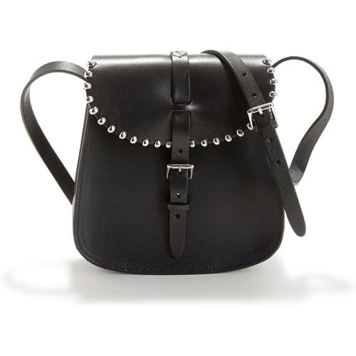 Sab Rock Lisse Leather Crossbody Saddle Bag with Studded Flap - HERBERT FRERE SOEUR - Modalova