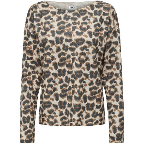 Leopard Print Jumper with Boat Neck - Only - Modalova