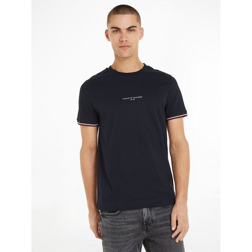 Tipped Logo Print T-Shirt in Cotton with Crew Neck - Tommy Hilfiger - Modalova