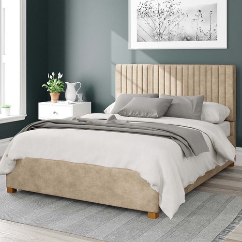 Grant Linen Storage Ottoman Bed With Vertical Upholstered Headboard - Aspire - Modalova