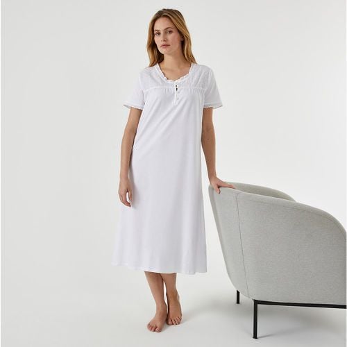 Cotton Nightdress with Broderie Anglaise Details - Anne weyburn - Modalova