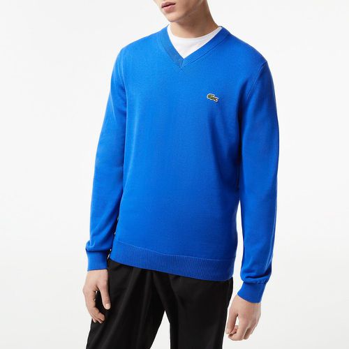 Embroidered Logo Jumper in Organic Cotton with V-Neck - Lacoste - Modalova