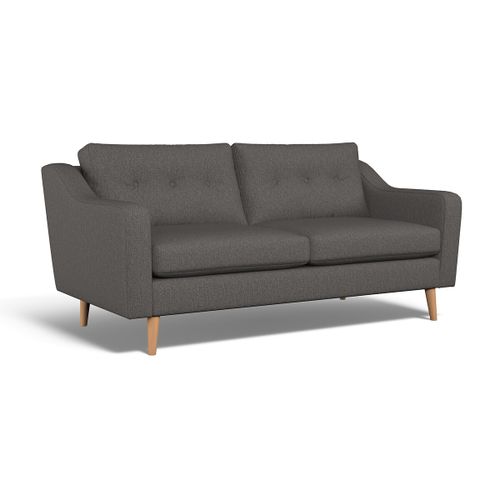 Rosa Curve Buttoned Soft Woven 3 Seater Sofa with Light Wood Legs - ÉDITÉ - Modalova