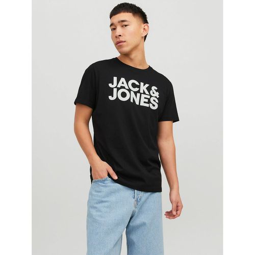 Logo Print Cotton T-Shirt with Short Sleeves and Crew Neck - jack & jones - Modalova