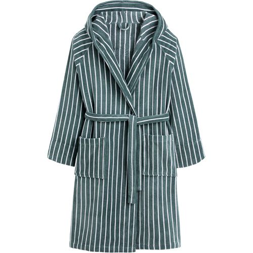 Bagno Striped 100% Cotton Velvet Hooded Bathrobe - LA REDOUTE INTERIEURS - Modalova