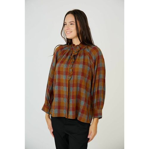 Checked Cotton Blouse with Mandarin Collar - SEE U SOON - Modalova