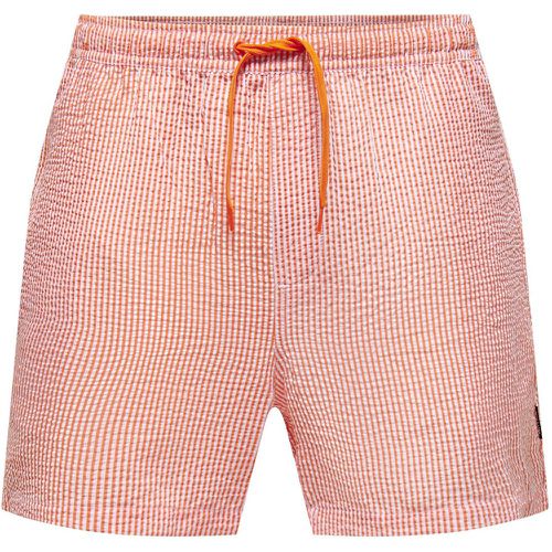 Ted Seersucker Swim Shorts in Striped Print - Only & Sons - Modalova