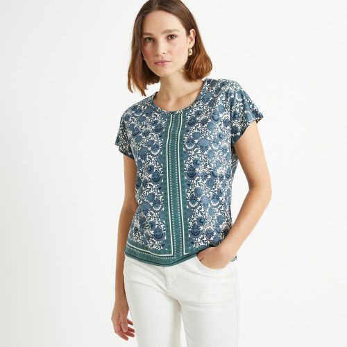 Floral Cotton Mix T-Shirt with Crew Neck and Short Sleeves - Anne weyburn - Modalova